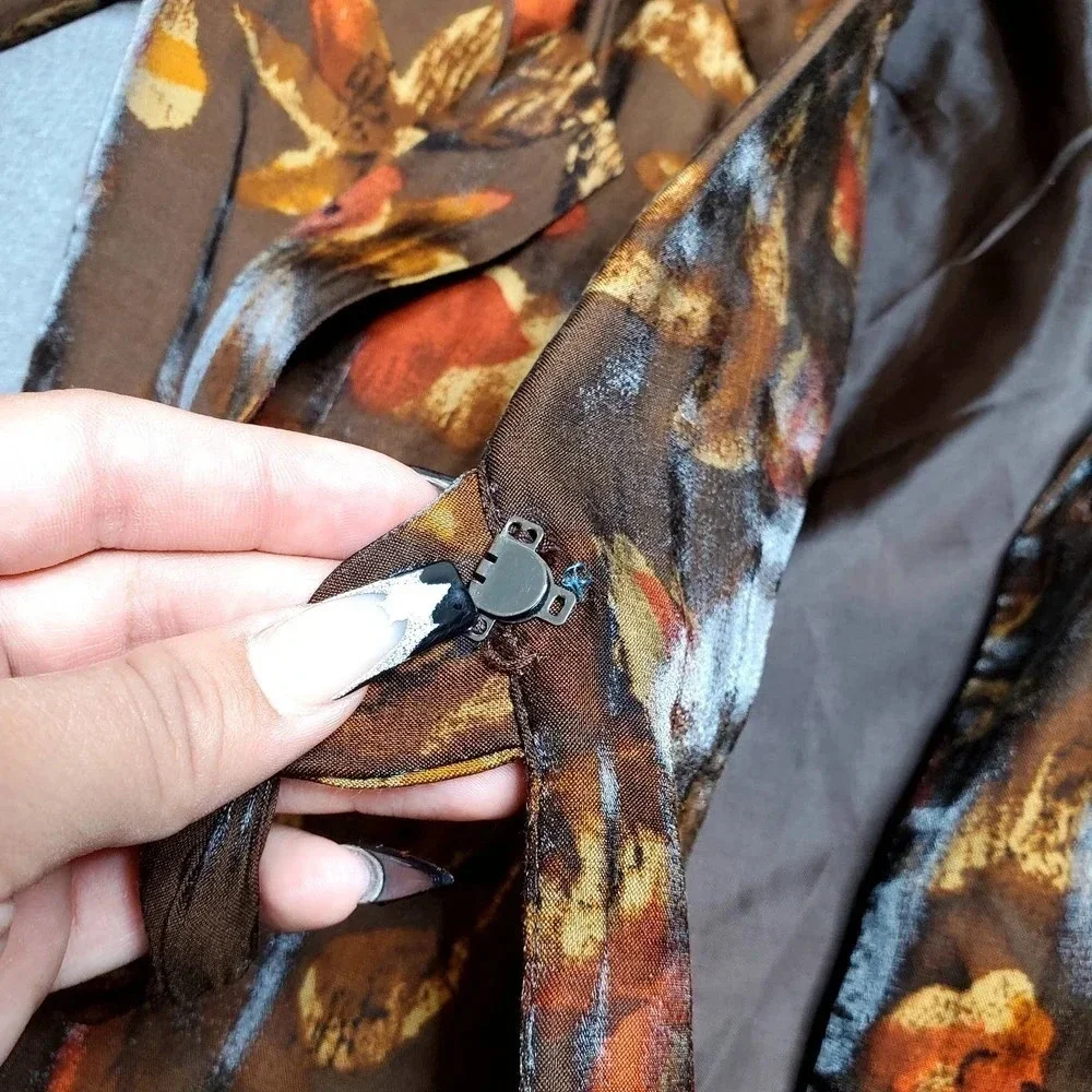 Le Suit Petite Brown‎ Leaf Print 2-Piece Set